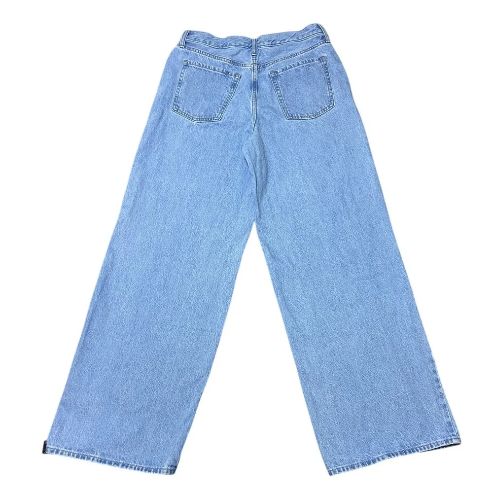 Old Navy Wow Baggy Wide Leg Jeans Light Wash 100% Cotton Retro Size 6 Tall - Picture 3 of 11